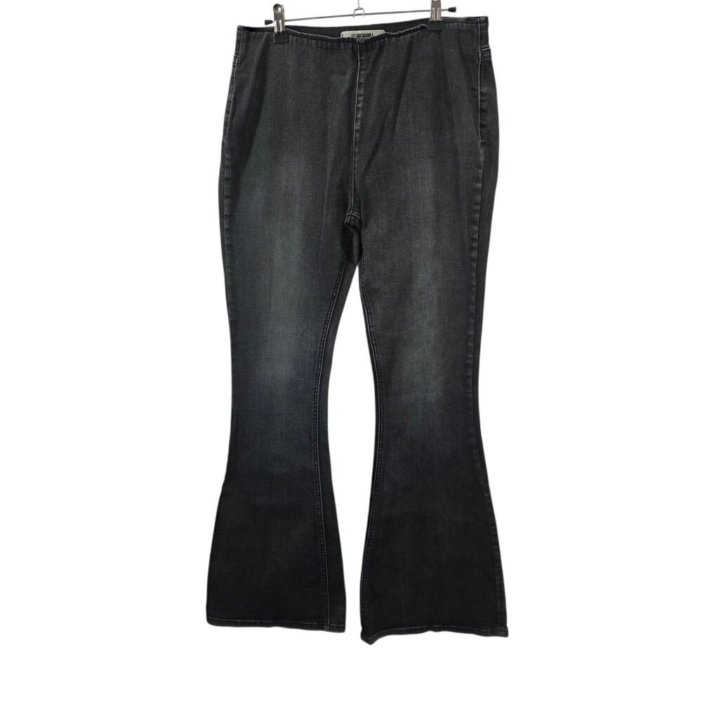 Rock & Roll Denim Bargain Bell Pull On Flare Jeans Black Wash 32x34 Boho